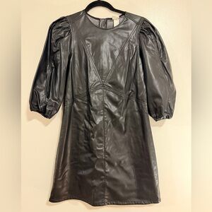 Whimsigoth Black vegan faux leather Dress Size Small Dark Fairy gothic minimal